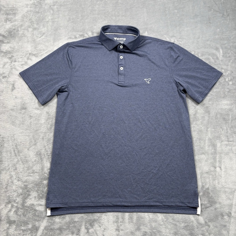 Birddogs Short Sleeve Golf Polo Shirt Heather Blue Logo Mens Size Medium